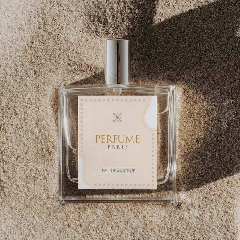 Free Clear Glass Perfume Bottle Mockup PSD