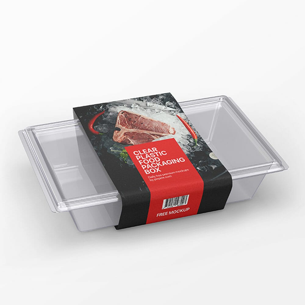 Free Clear Plastic Food Box Mockup