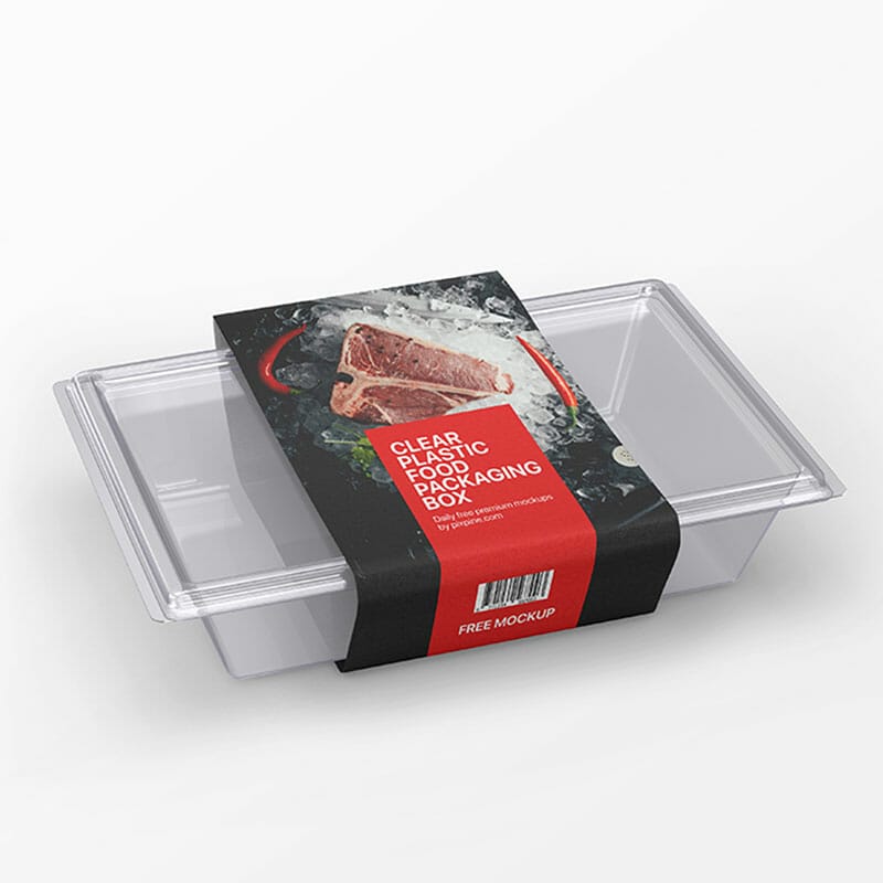 Free Clear Plastic Food Box Mockup