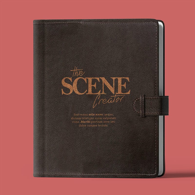 Free Closed Brown Notepad Mockup Front View