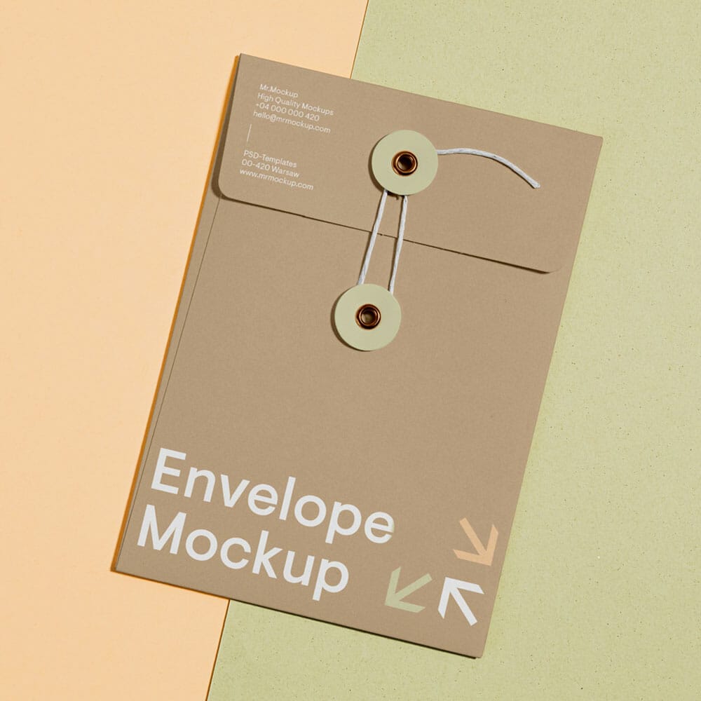 Free Craft Envelope PSD Mockup