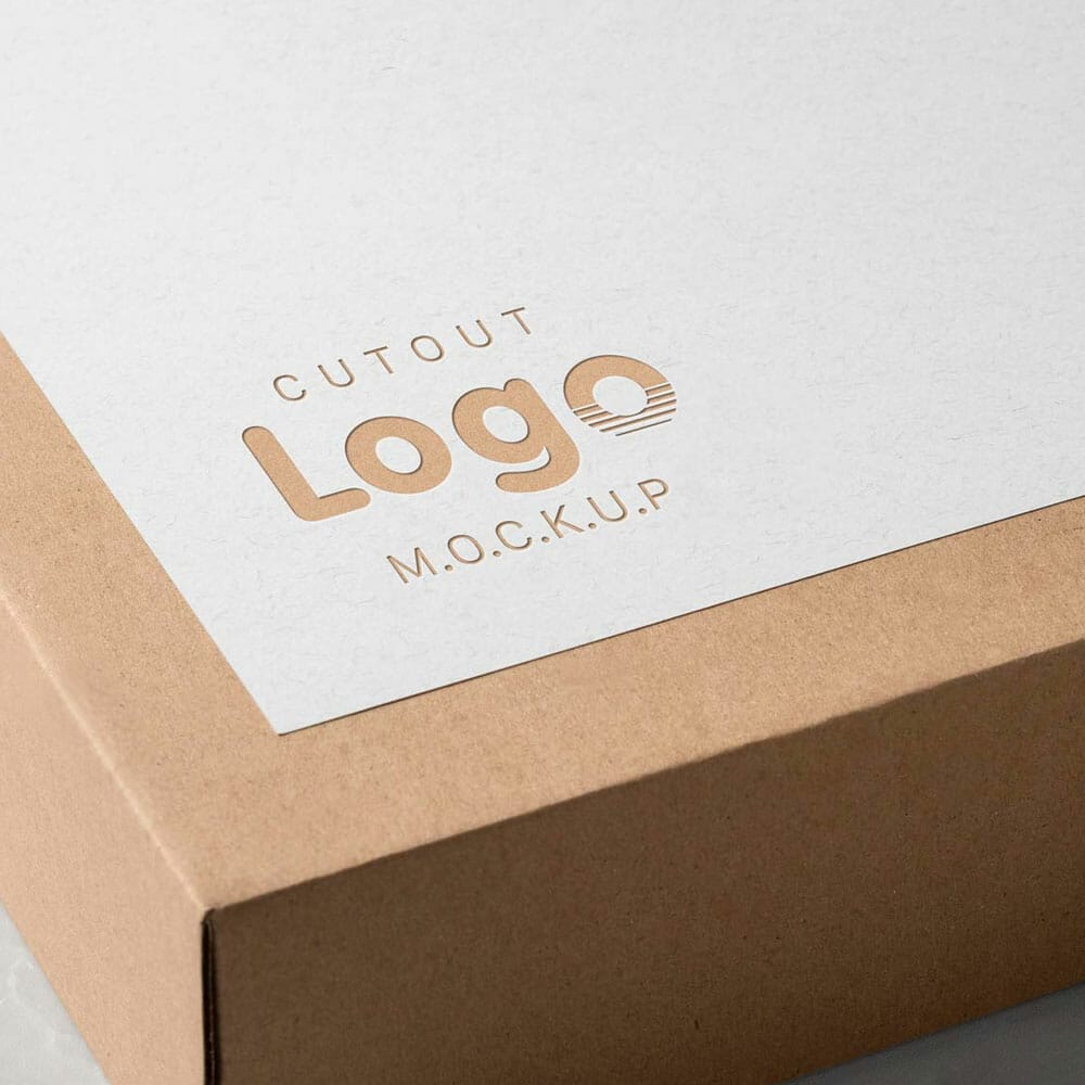 Free Cutout Paper Logo Mockup PSD