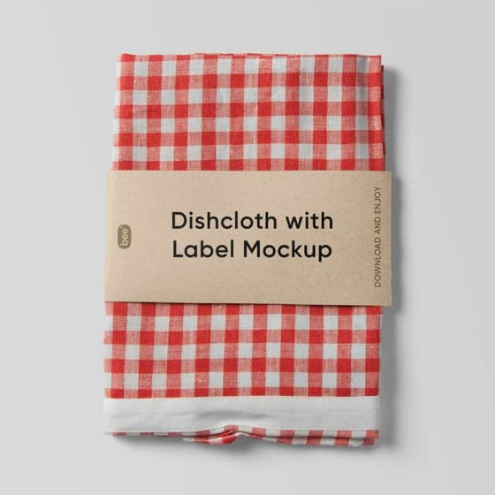 Free Dishcloth With Label Mockup