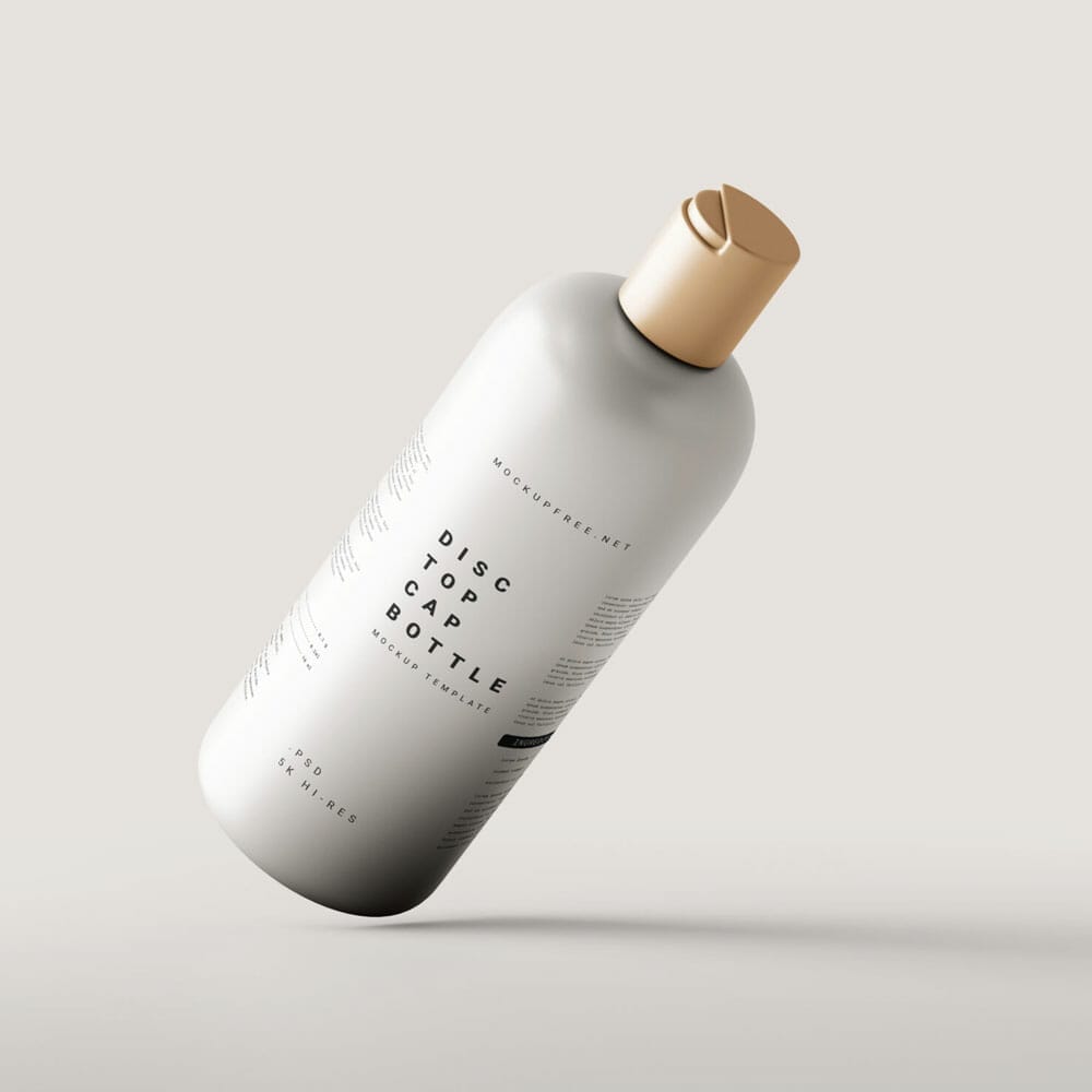 Free Disk Top Cap Large Bottle Mockup