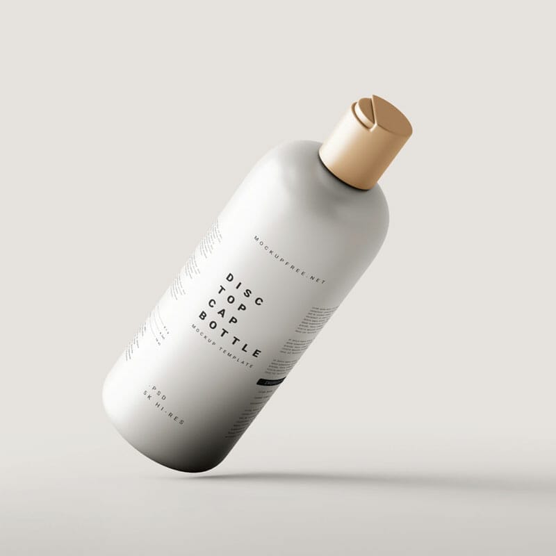 Free Disk Top Cap Large Bottle Mockup