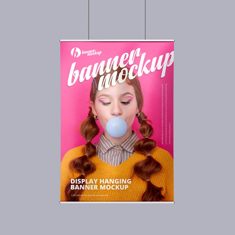 Free Display Hanging Banner Mockup