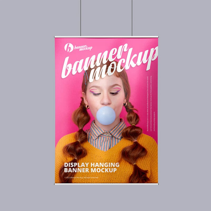 Free Display Hanging Banner Mockup