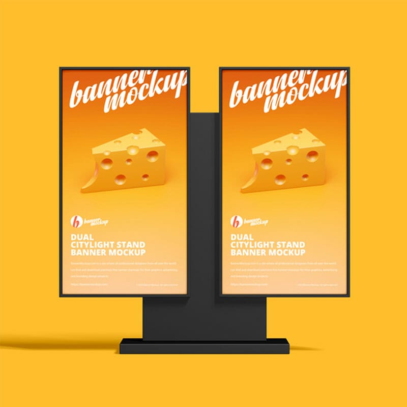 Free Dual Citylight Stand Banner Mockup