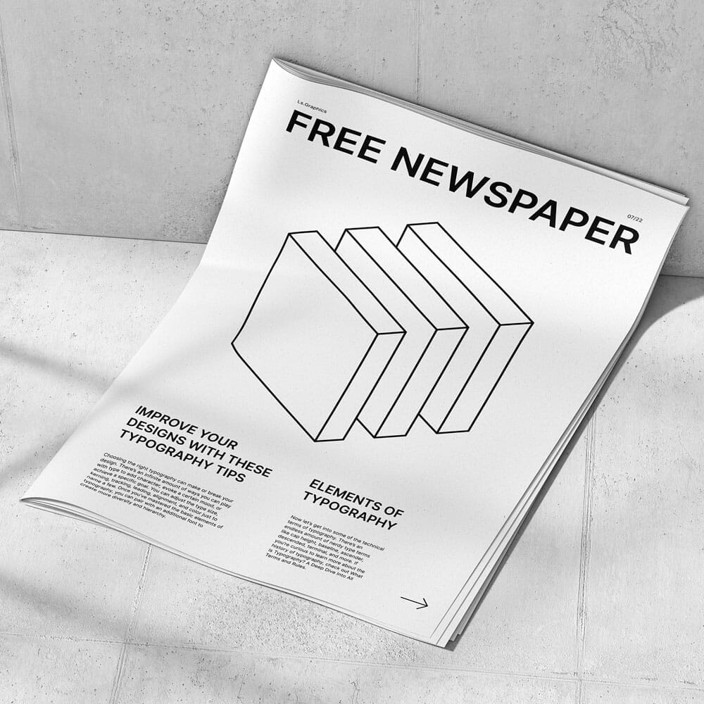 Free Elegant Newspaper PSD Mockup