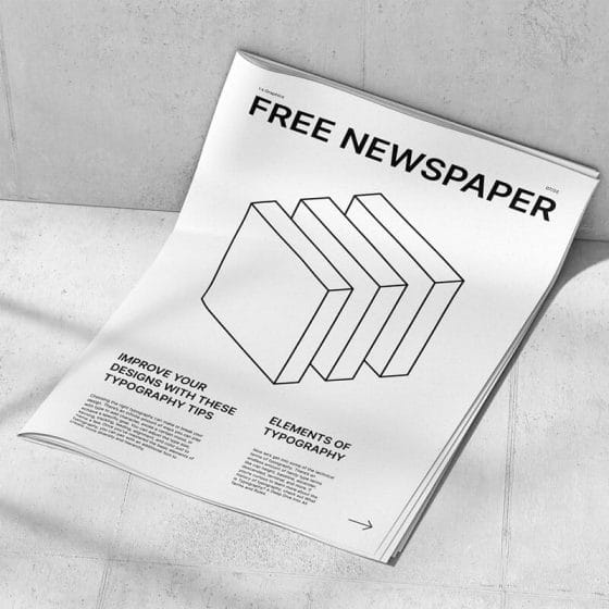 Free Elegant Newspaper PSD Mockup