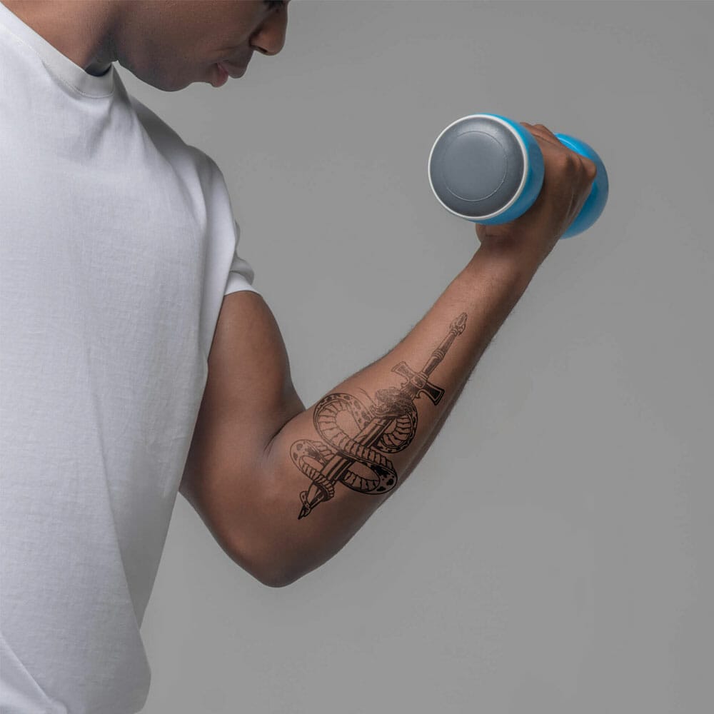 Free Forearm Tattoo Mockup PSD Template