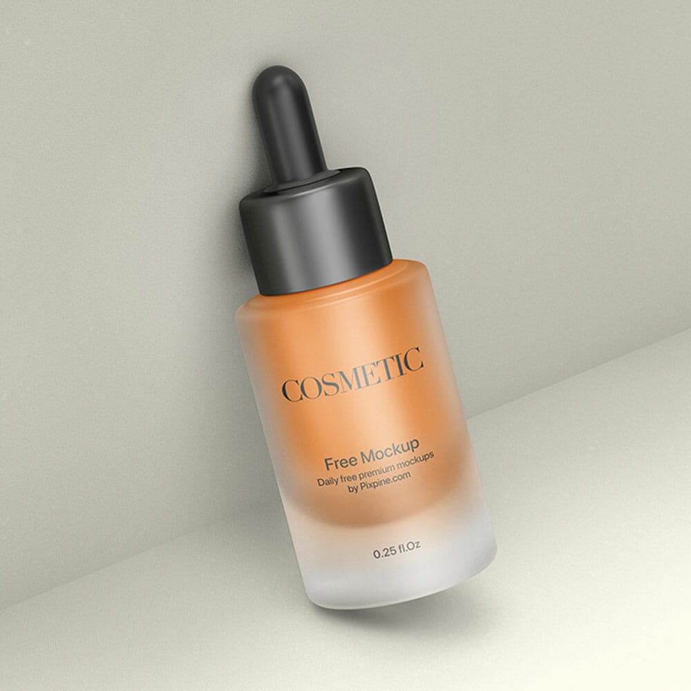 Free Frosted Cosmetic Dropper Bottle Mockup