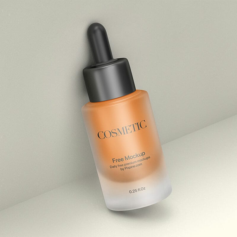 Free Frosted Cosmetic Dropper Bottle Mockup