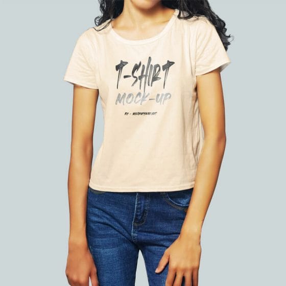 Free Girl T-Shirt Mockup Template