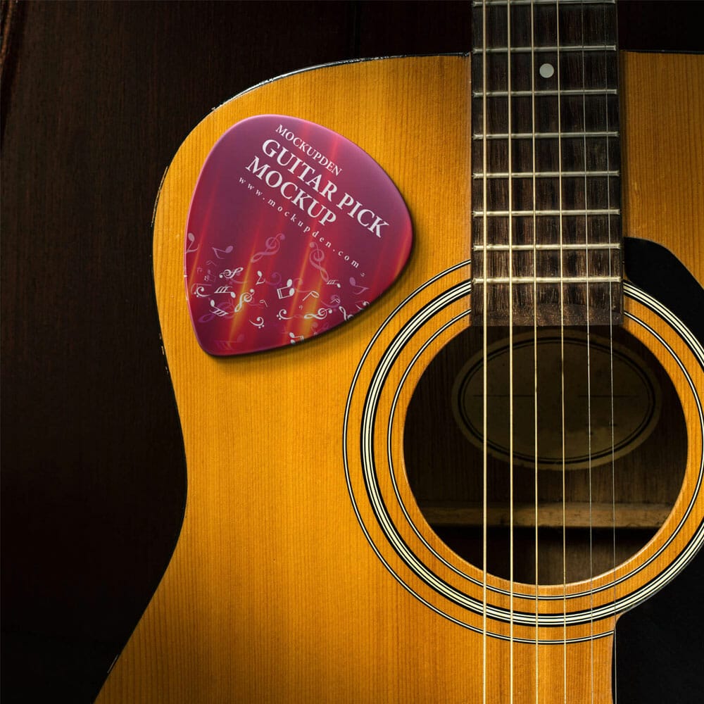 Free Guitar Pick Mockup PSD Template