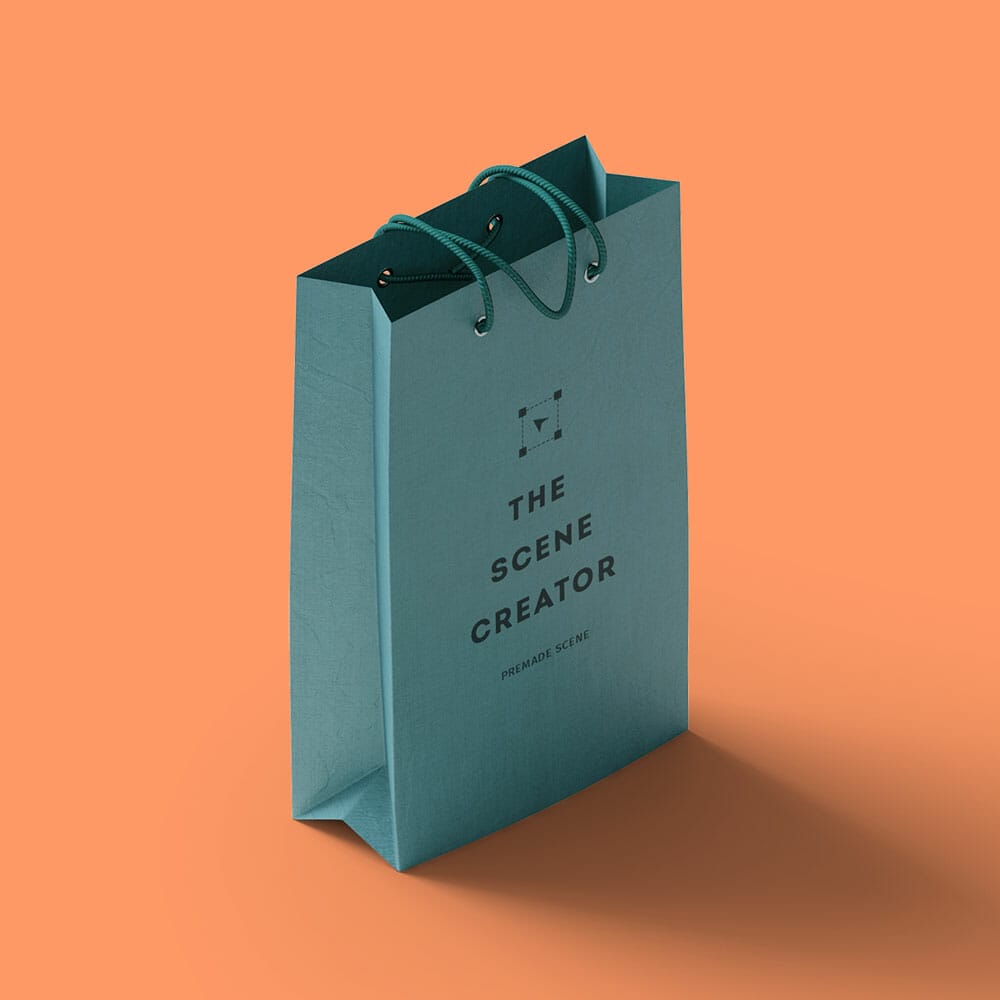 Free Isometric Paper Bag Mockup PSD