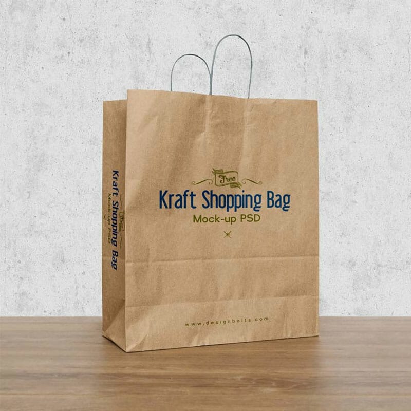 Free Kraft Paper Shopping Bag Mockup PSD
