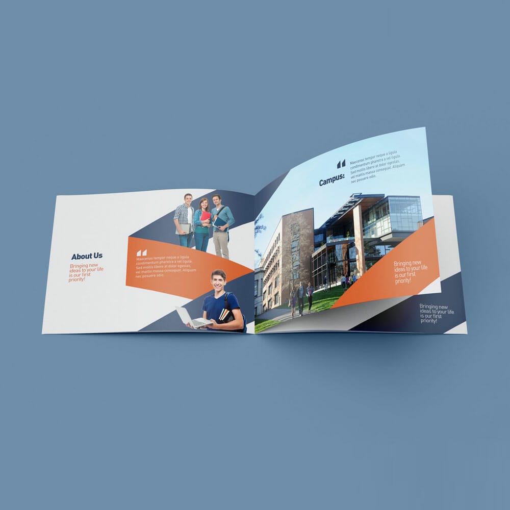 Free Landscape Bi-Fold Brochure Mockup PSD