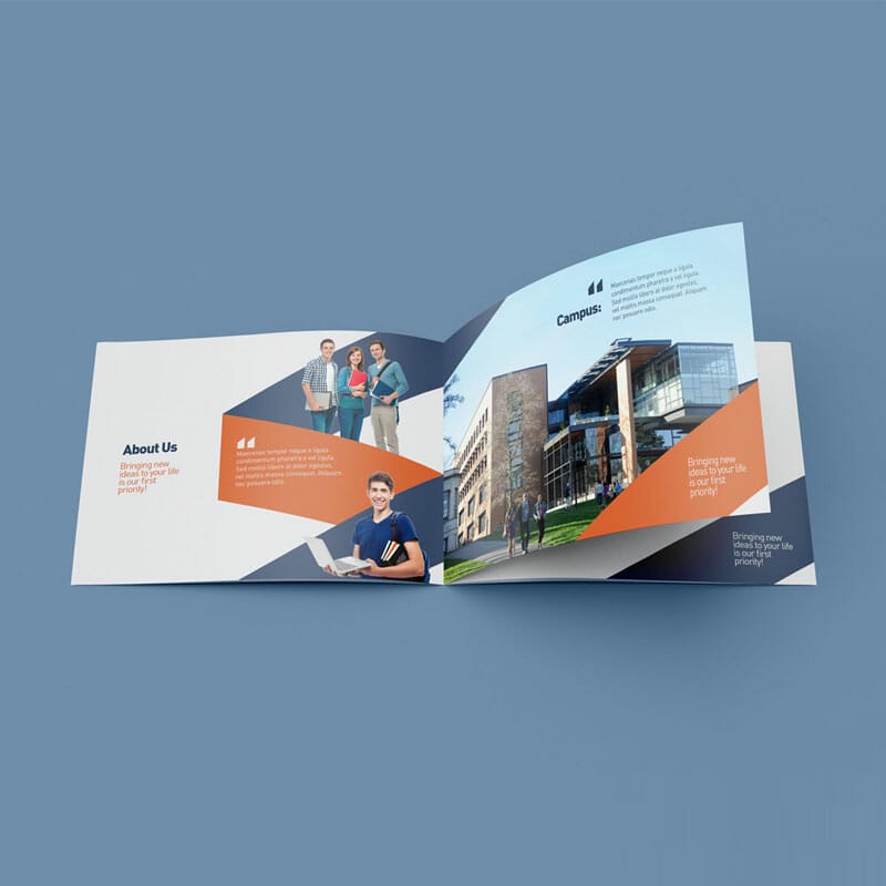 Free Landscape Bi-Fold Brochure Mockup PSD
