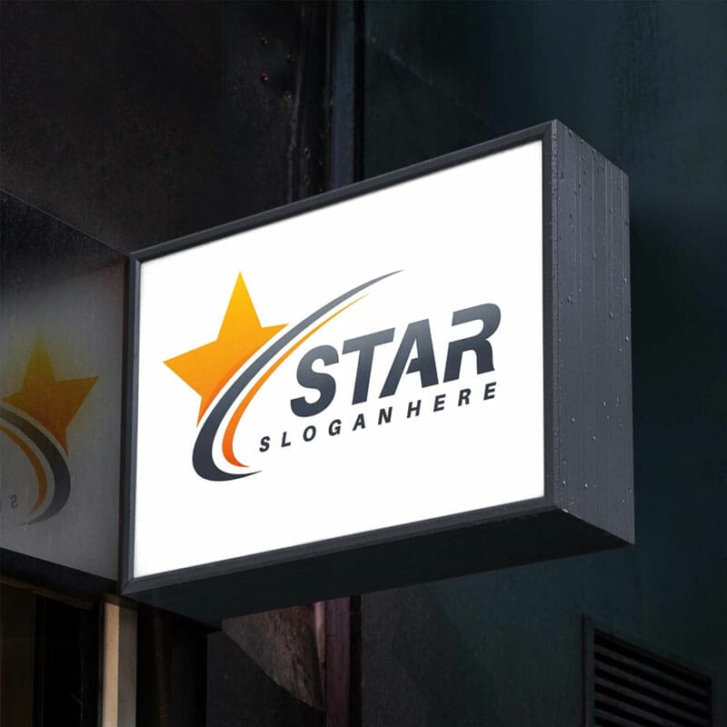 Free Lightbox Sign Mockup PSD Template