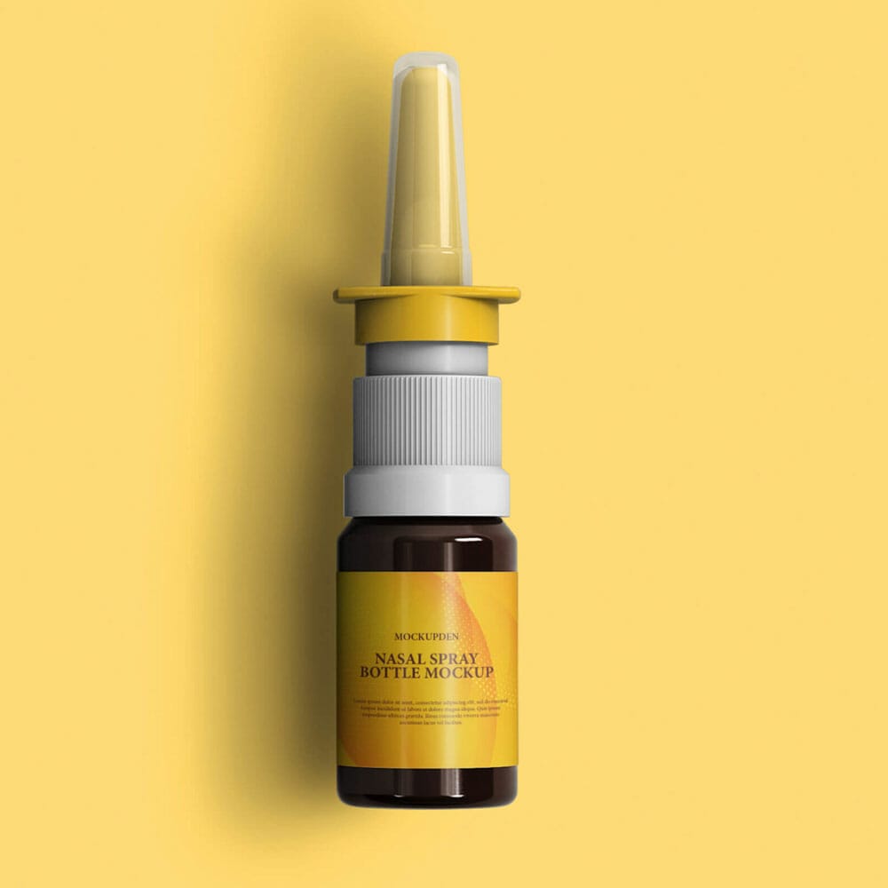 Free Nasal Spray Bottle Mockup PSD Template