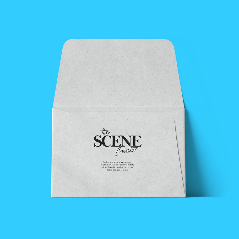 Free Open Front View Envelope Mockup PSD