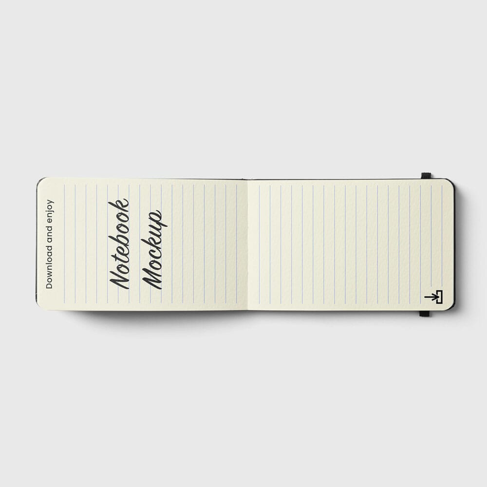 Free Open Notebook With Rubber Mockup