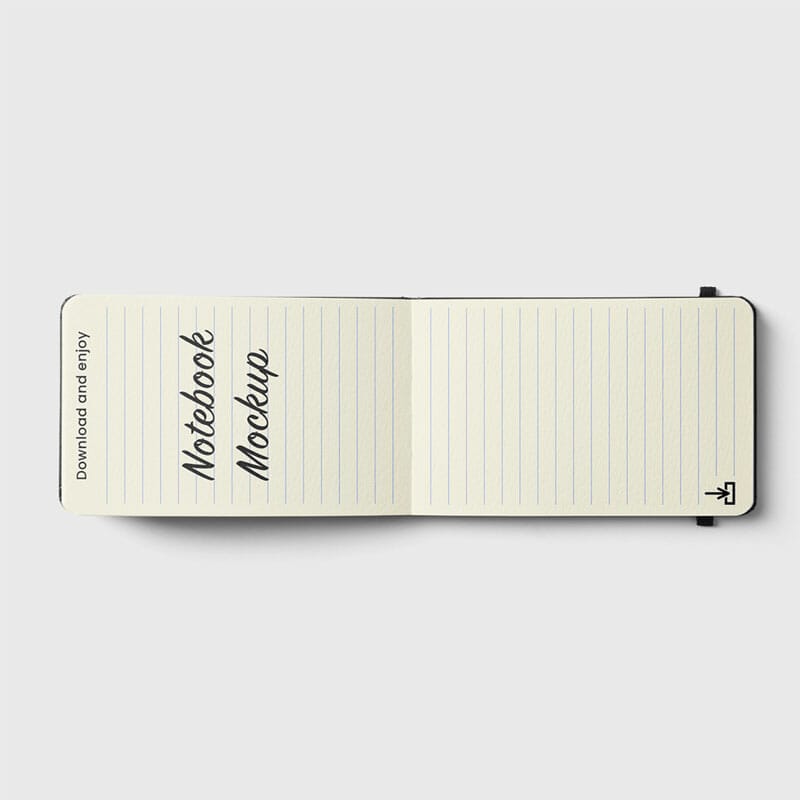 Free Open Notebook With Rubber Mockup