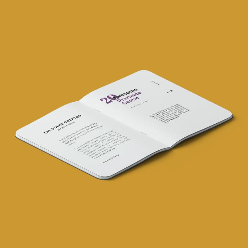 Free Open Notepad Mockup Isometric PSD