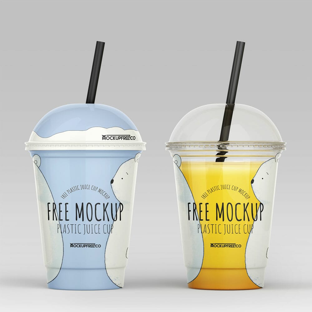 Free PSD Plastic Juice Cup Mockup Template