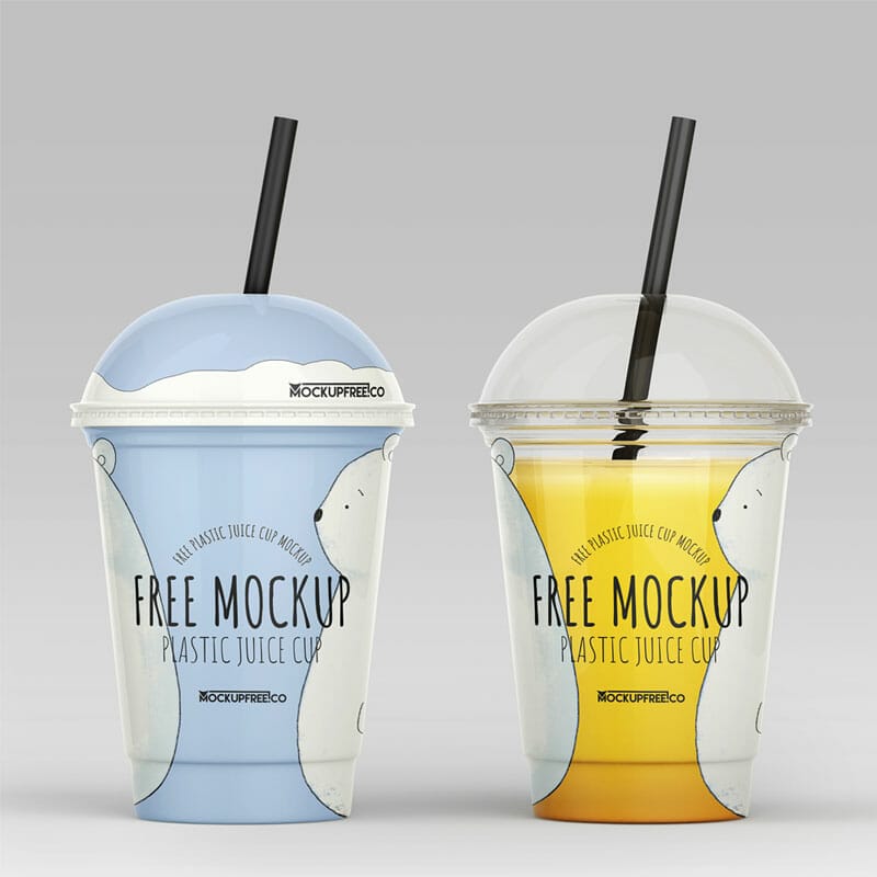 Free PSD Plastic Juice Cup Mockup Template