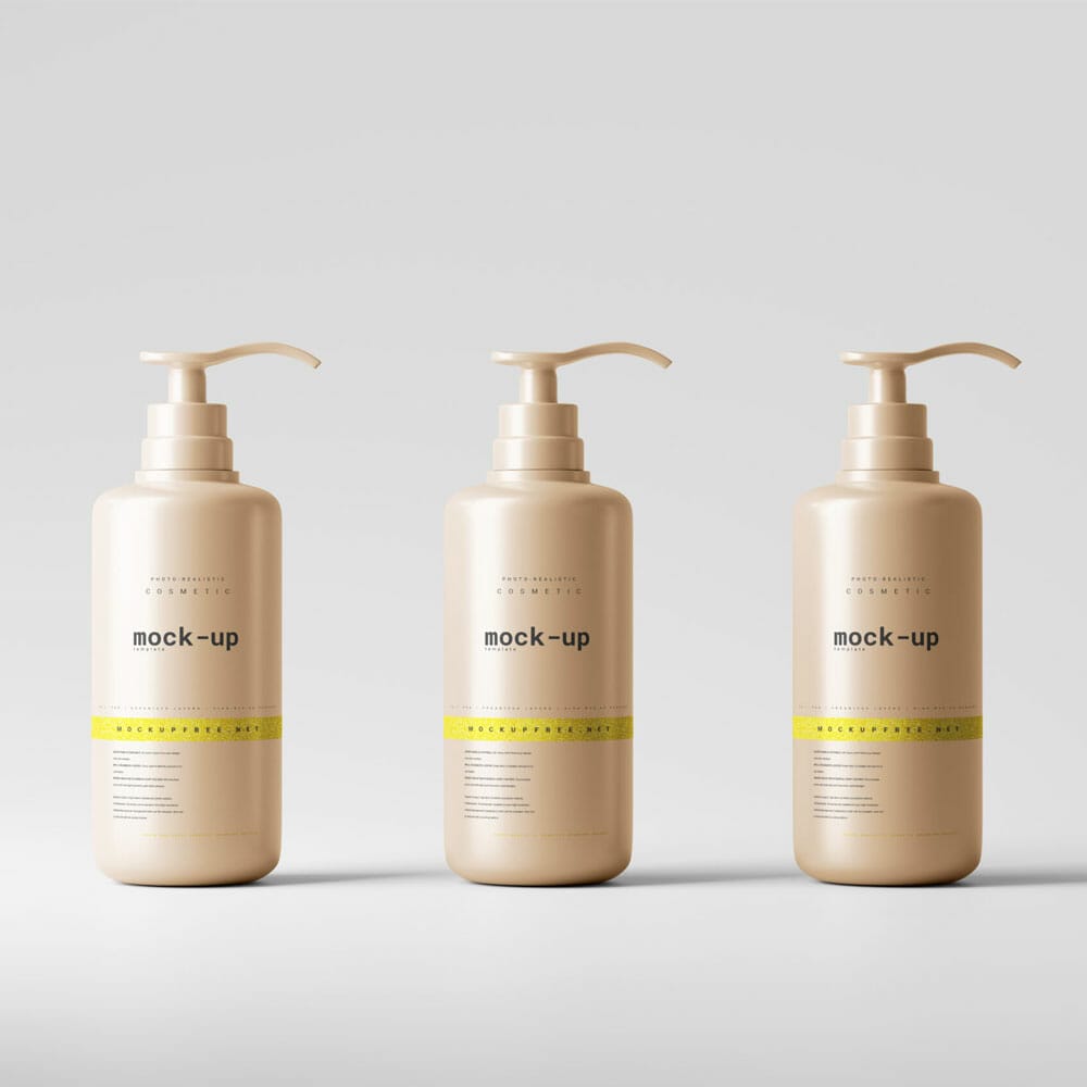 Free Pump Dispenser Bottle Mockup