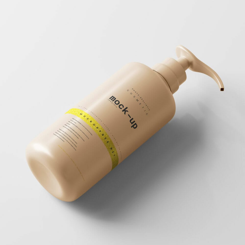Free Pump Dispenser Bottle PSD Mockup