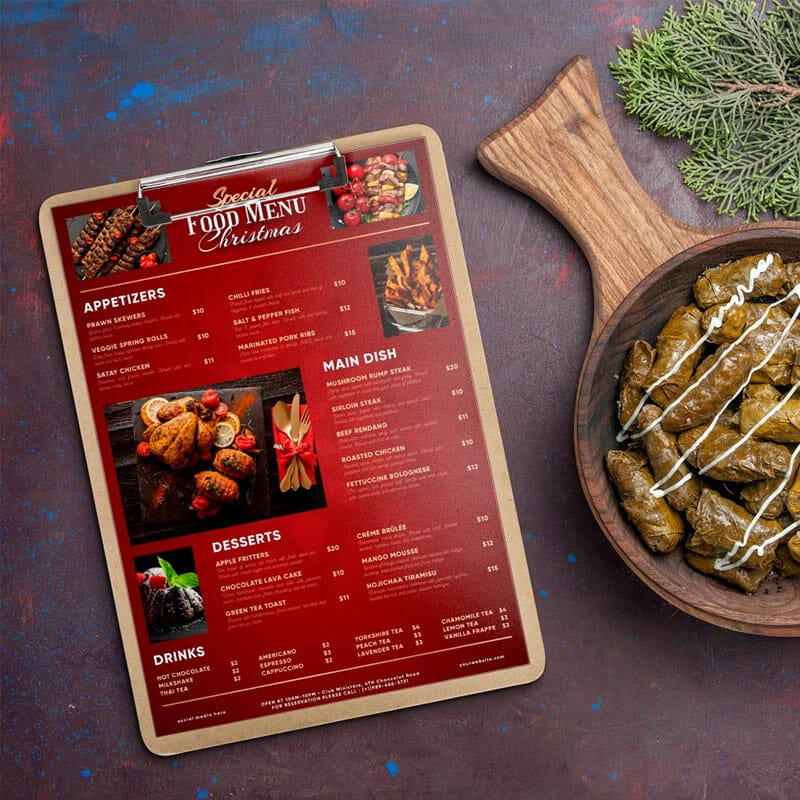 Free Restaurant Menu Mockup PSD Template