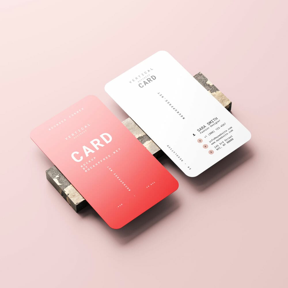 Free Rounded Corner Visiting Card Mockups