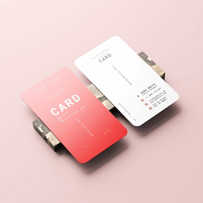 Free Rounded Corner Visiting Card Mockups