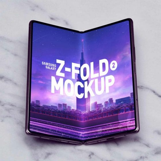 Free Samsung Galaxy Z Fold 4 Smartphone Mockup PSD