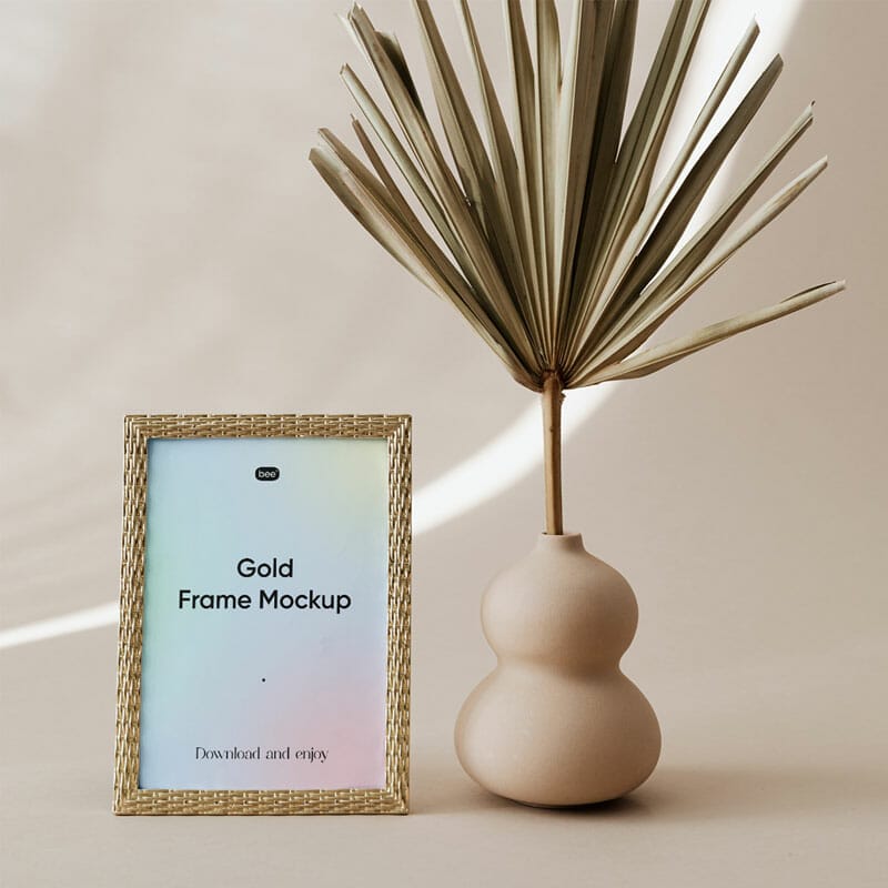Free Small Gold Frame Mockup