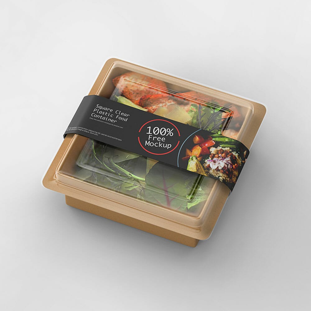 Free Square Food Container Mockup
