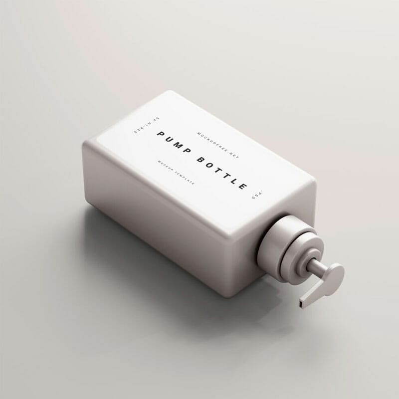 Free Square Pump Bottle Mockup