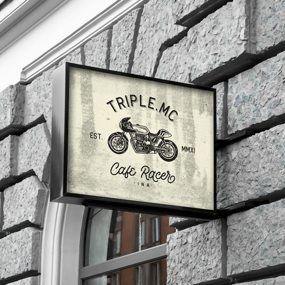 Free Square Sign On Building Mockup