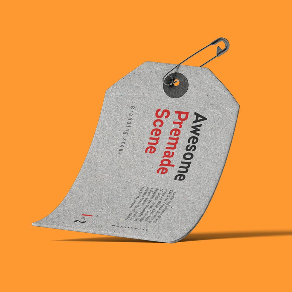 Free Tag With Pin Mockup Front View