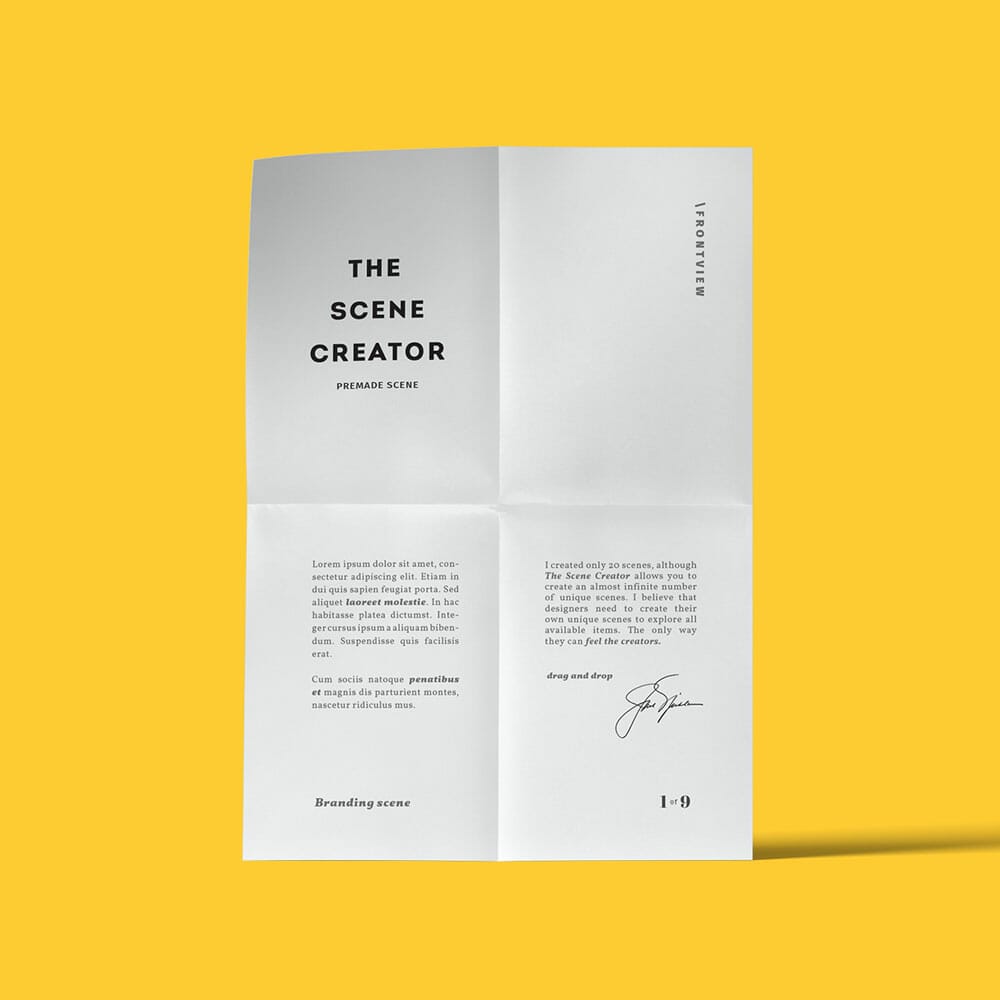 Free Vertical Bent Paper Mockup PSD