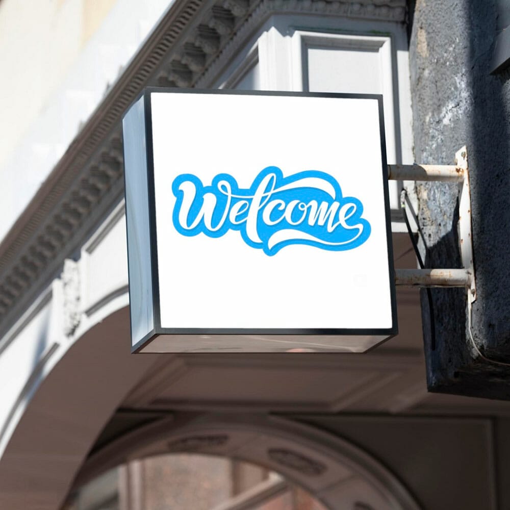 Free Welcome Sign Mockup PSD Template