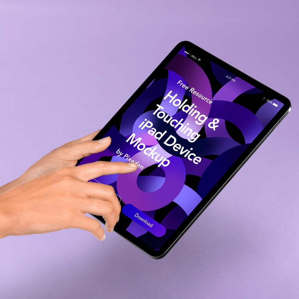 Hand Holding PSD iPad Tablet Mockup