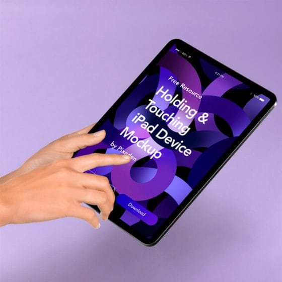 Hand Holding PSD iPad Tablet Mockup