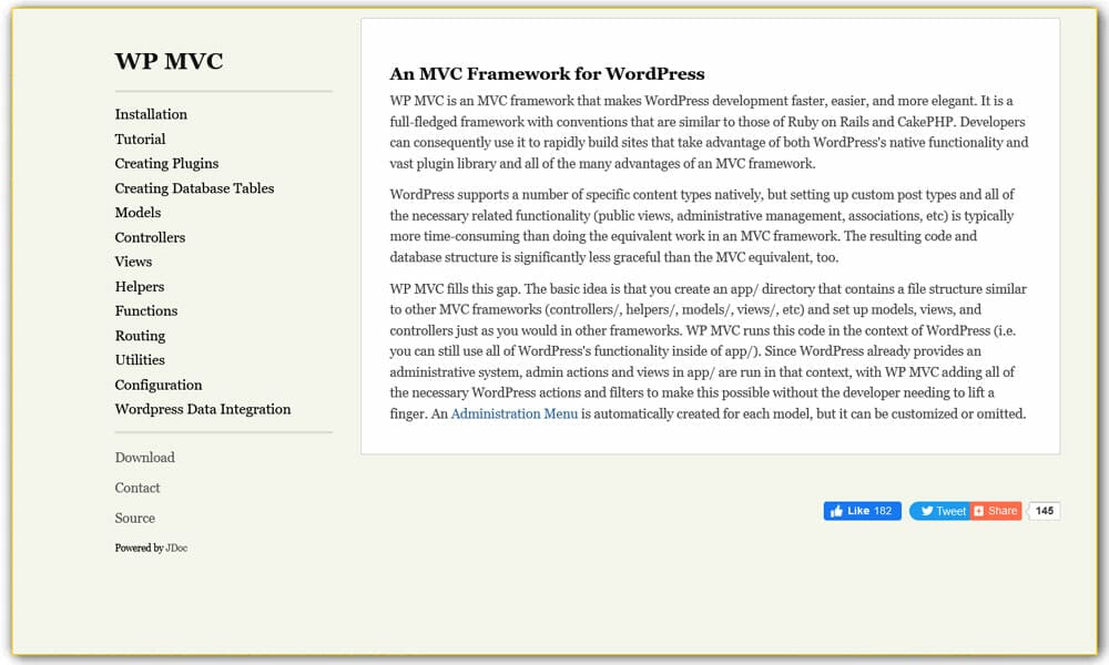 MVC Framework For WordPress