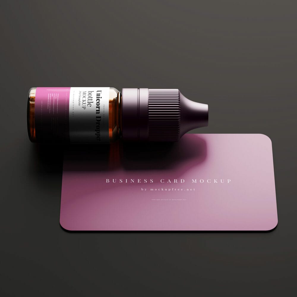Unicorn Dropper Bottle With Business Card Mockup
