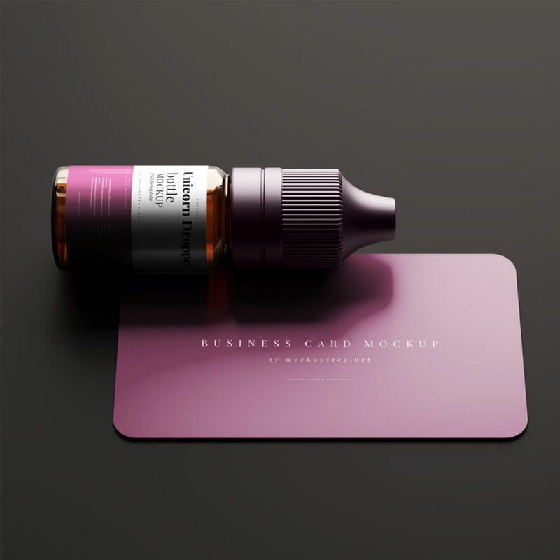 Unicorn Dropper Bottle With Business Card Mockup