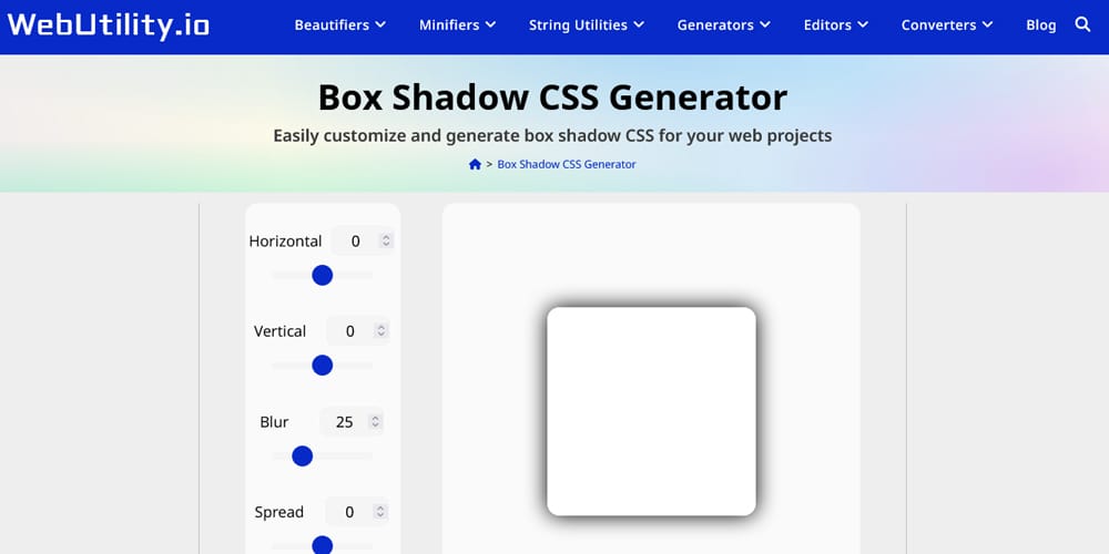 Box Shadow CSS Generator